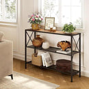 Hoctieon Industrial Console Table, 3 Tier Entryway Table, Hallway Table, Narrow Sofa Table with Shelves, Entrance Table for Entryway, Living Room, Foyer, Hallway, Office, Rustic Brown&Black by CozyNest Decor