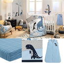 Lambs & Ivy Baby Dino Blue/White Dinosaur Nursery 6-Piece Crib Bedding Set by TinyTreasures Baby Boutique