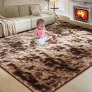 Ultra Soft Rug for Living Room, 9X12 Fluffy Shag Area Rug for Bedroom, Modern Shaggy Carpets Fuzzy Rug for Teens Dorm Nursery Home Decor Aesthetic, Upgrade Anti-Skid Durable, Tie-Dyed Coffee by TinyTreasures Baby Boutique