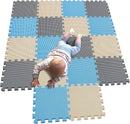 MQIAOHAM children puzzle mat play mat squares play mat tiles baby mats for floor puzzle mat soft play mats girl playmat carpet interlocking foam floor mats for baby blue beige grey 107110112 by TinyTreasures Baby Boutique