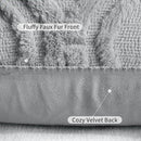 decorUhome Fall Throw Pillow Covers 16x16 Inch Set of 2, Soft Plush Decorative Faux Fur Grey Solid Couch Pillow Covers, Accent Farmhouse Neutral Square Euro Pillow Cases for Sofa Bed Living Room by CozyNest Decor