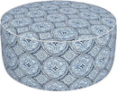 Inflatable Ottoman Stool D31 xH14 for Outdoor/Indoor Use, Water Repellent Patio Foot Rest Stool with Portable Handle,Round Pouf Ottoman Suitable for Garden,Deck and Camping - Medallion Blue by CozyNest Decor