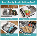 Roll Up Dish Drying Rack, Expandable (12.8"-23.8" D x 12.8" W) Stainless Steel Portable Over The Sink Dish Drainer for Kitchen Sink Counter, Foldable Sink Cover with Removable Utensil Holder by CozyNest Decor