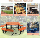46'' Steel Round Picnic Table for Outdoors, Expanded, Lifetime Picnic Table with Umbrella Hole, Heavy Duty Sturdy Commercial Picnic Tables for Garden Courtyard BBQ, Orange by GreenHaven Gardens