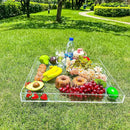 Clear Rectangular 18x20 Inches Acrylic Ottoman Tray Decorative Serving Tray with Cutout Handles Organizer Tray on Coffee Table Countertop Big Breakfast Bed Tray Living Room Appetizer Serving Food by CozyNest Decor