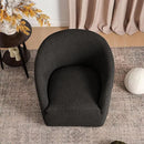 KINWELL 32" Wide Modern Boucle Swivel Barrel Chair, No Assembly Round Upholstered Swivel Accent Armchair for Living Room, Bedroom, Office (Black) by CozyNest Decor