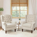 Lumibee High Back Accent Chair Set of 2,Upholstered Wingback Armchair with Solid Wood Legs for Small Spaces,Comfy Single Sofa Chair for Living Room,Bedroom,Office-Beige by CozyNest Decor