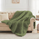 Carriediosa Chunky Knit Throw Blanket 50" X 60", 100% Hand Made Large Chenille Loop Yarn Soft Fluffy Throws for Couch Sofa Bed, Big Crochet Cozy Heavy Thick Cable Woven Blankets, Olive Green by CozyNest Decor