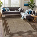 Beverly Rug Outdoor Rug 8x10 Modern Bordered Area Rugs for Indoor and Outdoor Patio Deck Porch Garden Waterproof Weather Sun Resistant Washable Outside Carpet (8 x 10 Jute) by CozyNest Decor