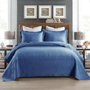 MarCielo 3-Piece 100% Cotton Oversized Bedspread Lightweight Quilt Coverlet Embroidery Farmhouse Bedding Set (TM Midtone Blue, Oversized Queen (100"x106")) by CozyNest Decor