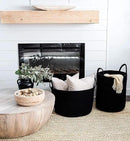 OrganiHaus Woven Laundry Basket - Large Round Black Rope Basket for Dirty Clothes, Blankets, Toys & Nursery Organizers - 38x45cm by CozyNest Decor