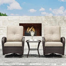 Joyside Outdoor Swivel Rocker Chairs, 3 Piece Wicker Patio Set with Thick Cushion and Side Table, Rattan Patio Swivel Rocking Chairs for Porch, Deck Use (Brown/Beige, 3 PCS) by GreenHaven Gardens