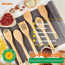 Riveira Maple Wooden Cooking Utensils Set of 6 Premium Non-Toxic Wooden Spoons & Spatula for Cooking by CozyNest Decor