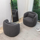 KINWELL 34" Wide Boucle Swivel Barrel Chairs Set of 2, No Assembly Round Upholstered Armchairs Accent Chairs Single Sofa Chair with Toss Pillow for Living Room and Bedroom, Dark Grey by CozyNest Decor