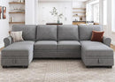 HONBAY Convertible Sectional Sofa with Storage Seat 6 Seat Sofa with Reversible Chaise U Shaped Sectional Couch for Living Room,Light Grey by CozyNest Decor