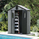 Domi 5x3 FT Outdoor Resin Storage Shed, All-Weather Double-Wall Storage Building for Backyard, Garden, Lawn Tools, Mower, Bike & Pool Equipment, Lockable Doors, Ventilated Roof, Grey