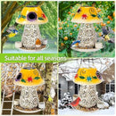 Mushroom Solar Bird Feeders for Outdoors Hanging Metal Wild Bird Feeder Garden Lantern with S Hook for Garden Decoration Yellow by CozyNest Decor