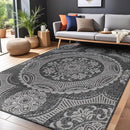 Medallion Outdoor Rug 10x14 Washable Outside Carpet for Indoor Patio Porch Waterproof Easy Cleaning Non Shedding Area Rugs Dark Gray 10 x 14 by CozyNest Decor