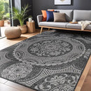 Medallion Outdoor Rug 9x12 Washable Outside Carpet for Indoor Patio Porch Waterproof Easy Cleaning Non Shedding Area Rugs Dark Gray 9 x 12 by CozyNest Decor