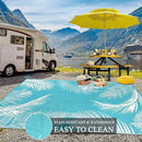 Pauwer Waterproof Outdoor Rug 10x14, Reversible Plastic Straw Patio Camping Rug, Indoor Outdoor RV Mat Carpet for Deck, Camper, Porch, Balcony, Backyard, Picnic, Leaf Teal by GreenHaven Gardens