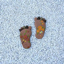 Stepping Stones - Light Brown Resin Footprint Shaped Set of 2 for Patio, Deck, Garden or Sidewalk by CozyNest Decor