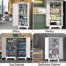 White Metal Kitchen Storage Cabinet, Kitchen Pantry Storage Cabinet with Doors and Shelves, Storage Cabinet with Adjustable Leveling Foot for Kitchen, Living Room and Dining Room. 61" H by CozyNest Decor