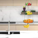 Simple Houseware Adjustable Metal Hanging Fruit Basket, Oblate, Black, 11" W x 11" L x 30" H by CozyNest Decor