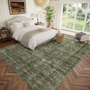 Washable 9x12 Area Rugs for Living Room, Boho Non-Slip Silicone Backing Rugs for Bedroom Dining Room Nursery Office, 0.3" Neutral Oriental Throw Carpet with 0.16" Cushioning Pad, Grass Green/Multi by TinyTreasures Baby Boutique