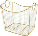 Deco 79 Metal Decorative and Functional Storage Basket Deep Basket Organizer with Round Handles, Basket for Storage 20" x 18" x 19", Gold by GreenHaven Gardens