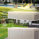 260 Gallon Storage Box, Waterproof Resin Deck Box with Steel Support & Hydraulic Rod, Lockable Storage Bench for Indoor & Outdoor Use, Storage Bin for Patio Cushions, Garden Tools, Grey by GreenHaven Gardens