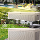 260 Gallon Storage Box, Waterproof Resin Deck Box with Steel Support & Hydraulic Rod, Lockable Storage Bench for Indoor & Outdoor Use, Storage Bin for Patio Cushions, Garden Tools, Grey by CozyNest Decor