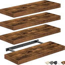 QEEIG Floating Shelves for Wall Bathroom Shelf Bedroom Kitchen Living Room Farmhouse Small Book Shelf 16 inch Set of 4, Brown (015-BN4) by CozyNest Decor