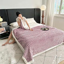 UKELER Sherpa Bed Blanket 80 × 90 inch, Ultra Soft Queen Size Throw Blankets for All Season, 470 GSM Cozy Plush Striped Fleece Blanket for Bedroom Living Room Dorm Hostel Sofa Camping, Purple by CozyNest Decor