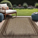 Beverly Rug Large Outdoor Rug 9x12 Modern Bordered Area Rugs for Indoor and Outdoor Patio Deck Porch Garden Waterproof Weather Sun Resistant Washable Outside Carpet (9 x 12 Jute) by CozyNest Decor