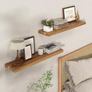 Axeman Floating Shelves for Wall - 32''W x 8'' D Rustic Solid Elm Wood Shelves for Storage, Wall Mounted Display Shelving with Invisible Heavy-Duty Metal Bracket (Natural, 2PCs) by CozyNest Decor