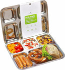 Extra Large Premium Stainless Steel Dinner Plates, 5 Compartments, Set of 2 | Eco Friendly Dinnerwear for Camping, Portion Control, Meal Prep, Lunch, and Party by CozyNest Decor