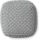 Casafield Square Pouf Ottoman, Light Gray 18.5" W x 18.5" D x 14.5" H Cotton Knit Foot Stool - Boho Floor Pouffe for Living Room, Bedroom, Home Office by CozyNest Decor