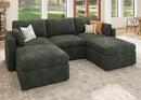 HONBAY Modular Sectional Sofa with Storage Seats, U Shaped Sectional Couch with Storage, Chenille Sectional Couches for Living Room, Green by CozyNest Decor