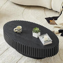 Oval Coffee Table for Living Room, Modern Fluted Coffee Tables with Pedestal Base, Handcrafted Centre Tea Tables Easy Assembly-43.7" Black by CozyNest Decor