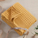 PHF 100% Cotton Waffle Weave Throw Blanket, Soft Lightweight Breathable Cozy Summer Throws for Couch Bed Sofa, Luxury Aesthetic Woven Blanket for Home Decor & Office, 50"x60", Ginger/Honey Yellow by CozyNest Decor