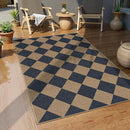 Lahome Checkered Easy Jute Entryway Rug, 3x5 Washable Area Rugs for Living Room Outdoor Patio, Non Slip Blue Indoor Door Mat Checkerboard Throw Carpet for Entry Front Door Guestroom Deck by CozyNest Decor