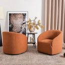 KINWELL 32" Wide Swivel Barrel Chairs Set of 2, Boucle Upholstered Swivel Accent Chairs, Mid-Century 360 Degree Swivel Chairs, No Assembly Round Armchairs for Living Room, Bedroom (Caramel) by CozyNest Decor