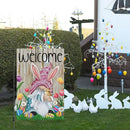 Welcome Easter Gnome Garden Flag 12x18 Double Sided Burlap, Funny Bunny Floral Small Yard Flag Banner for Holiday Farmhouse Outdoor Decor (ONLY FLAG) by CozyNest Decor