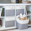 OrganiHaus 13x13 Cube Storage Bins 4 Pack, Foldable Cube Storage Organizer w/ Rope Handles, Collapsible Fabric Bins for Toys, Clothes & Closet Organization, Fabric Square Baskets - Gray/White by CozyNest Decor