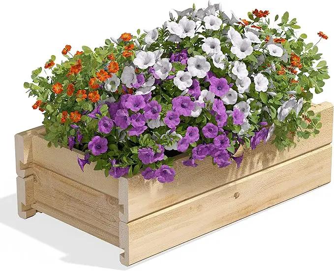 Greenes Fence Cedar Wood Planter Box with Wall Mount Brackets, 21" x 11" x 7" - Made in USA with North American Cedar