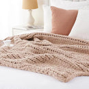 Battilo Chunky Knit Throw Blanket, Soft and Thick Chenille Throw Blanket, 50"x60" Handmade Cable Knit Crochet Blanket, Large Rope Knot Throw Blankets for Couch Sofa Bed Home Decor, Pink by CozyNest Decor