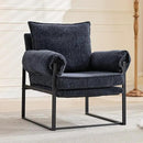 YISHENG Accent Chair with 6-Angle Adjustable Backrest, Chenille Fabric Living Room Chair Upholstered Lounge Chair, Modern Chair Cozy Reclining Chair for Reading Room, 1PC Dark Blue by CozyNest Decor