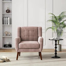 UIXE Accent Chair, Velvet Upholstered Armchair for Living Room, Modern Club Arm Chairs Comfy Single Sofa Button Tufted Bedroom Reading Seat - Skin Pink, Set of 4 by CozyNest Decor