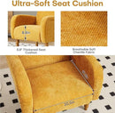 Chenille Fabric Accent Chair, Upholstered Armchair with Solid Wood Legs, Modern Living Room Accent Chair, Comfy Single Sofa Chair Reading Club Chair for Bedroom Reception Lounge, Yellow by CozyNest Decor