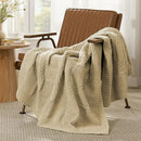 Amélie Home Chenille Knit Throw Blanket for Couch, Checkered Texture Decorative Soft Blanket for Sofa, Bed & Living Room, 50"x60", Beige by CozyNest Decor